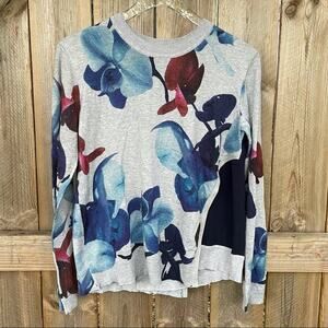 Yigal Azrouel Sweater‎ Orchid Print Designer Floral Pullover Romantic Medium NWT